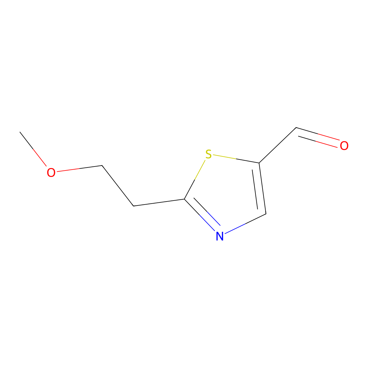 2-(2-Methoxyethyl)-1,3-thiazole-5-carbaldehyde molecular structure, CAS 1250342-63-2
