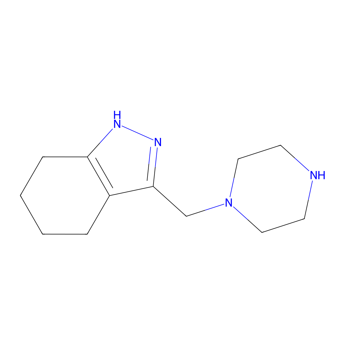 3-[(piperazin-1-yl)methyl]-4,5,6,7-tetrahydro-1H-indazole molecular structure, CAS 1250344-81-0