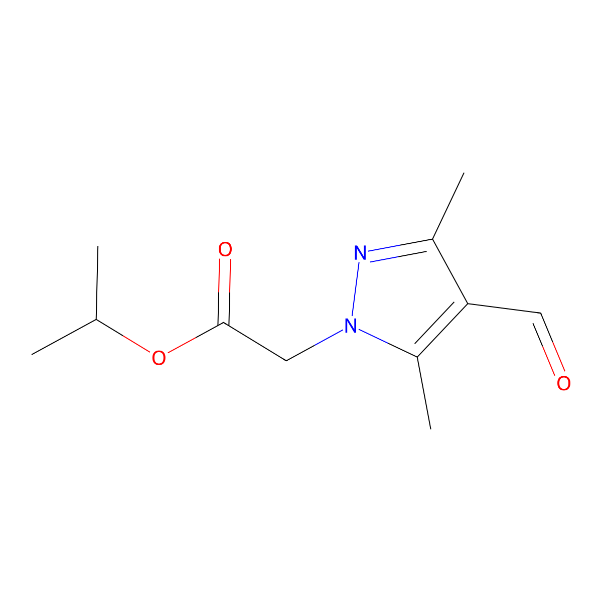 propan-2-yl 2-(4-formyl-3,5-dimethyl-1H-pyrazol-1-yl)acetate molecular structure, CAS 1250348-88-9
