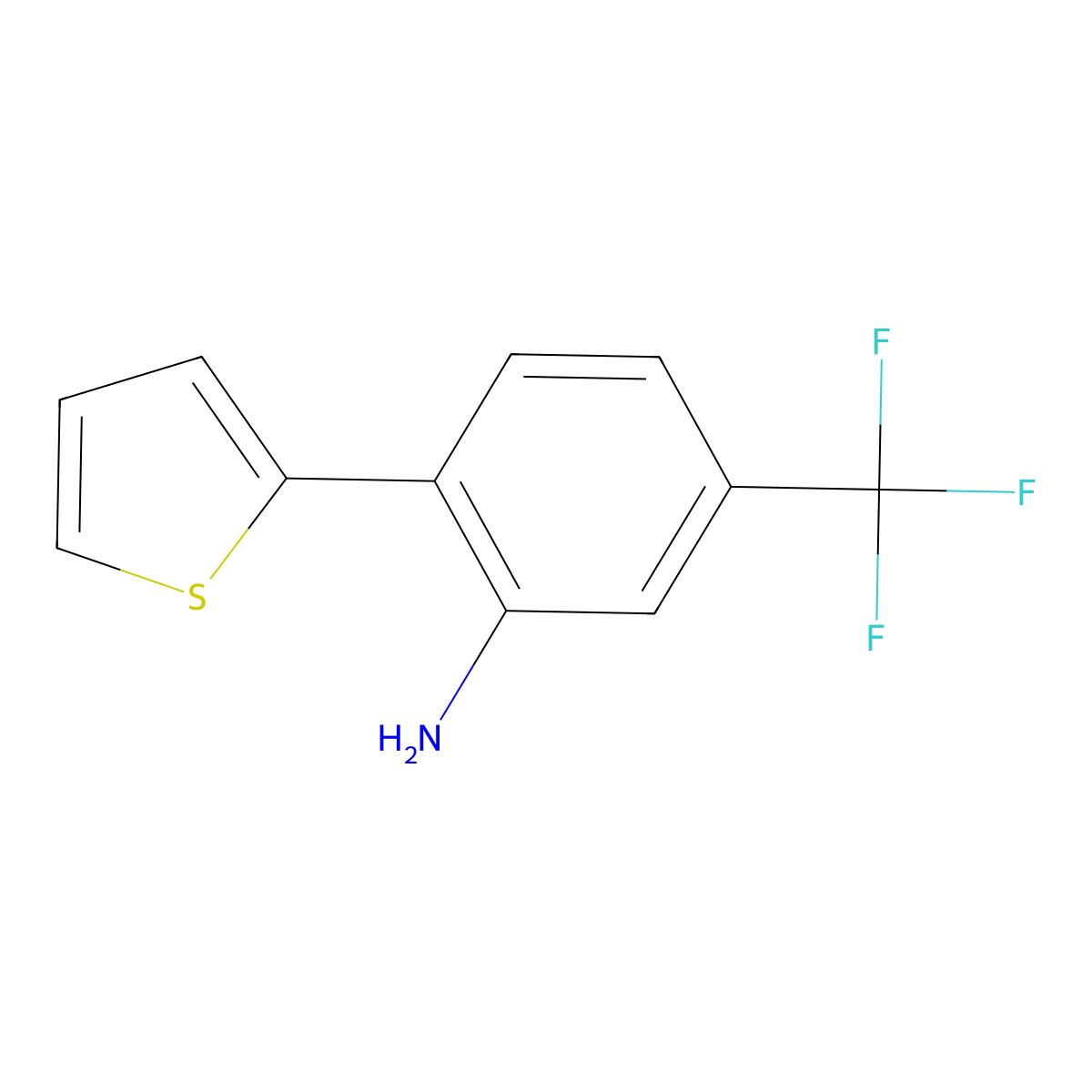 2-(2-Thienyl)-5-(trifluoromethyl)benzenamine molecular structure, CAS 1250353-20-8