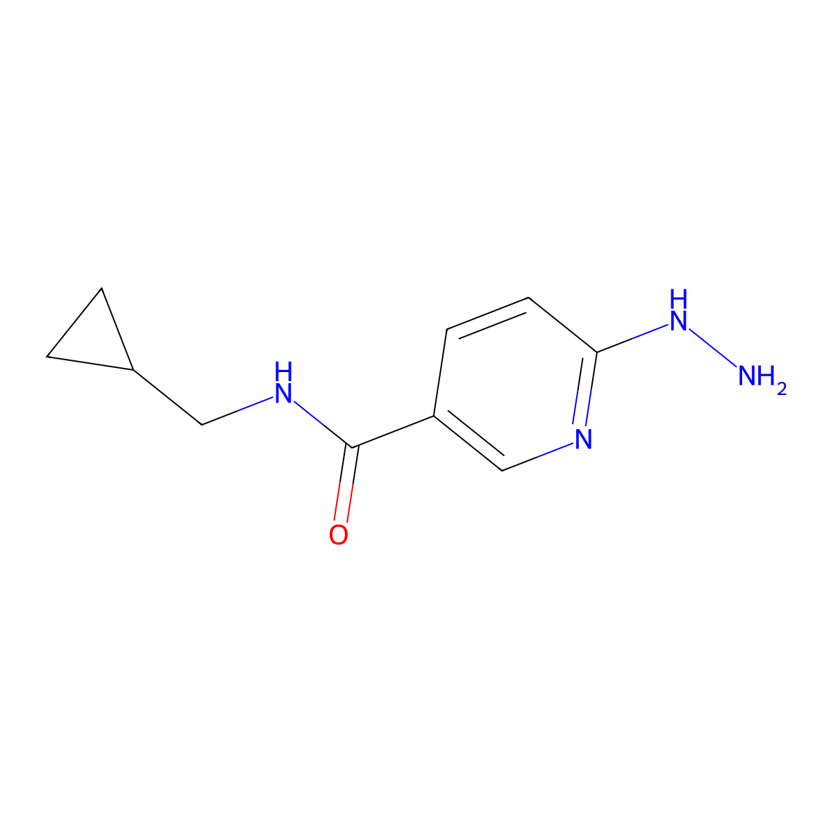 N-(cyclopropylmethyl)-6-hydrazinylpyridine-3-carboxamide molecular structure, CAS 1250354-72-3