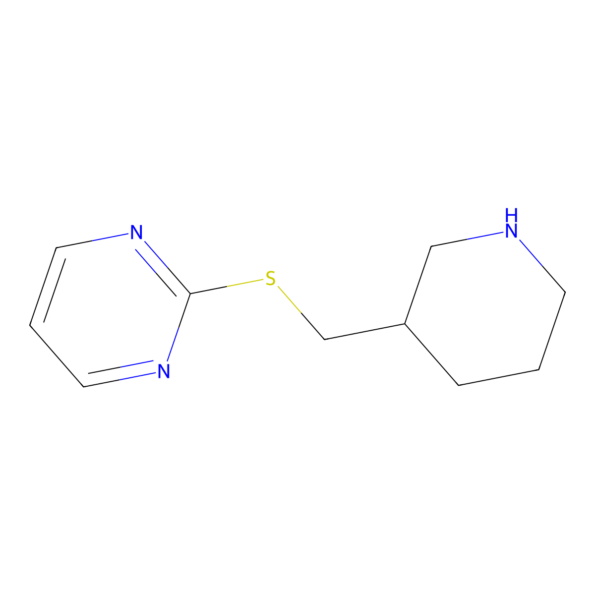 2-{[(Piperidin-3-yl)methyl]sulfanyl}pyrimidine molecular structure, CAS 1250355-92-0