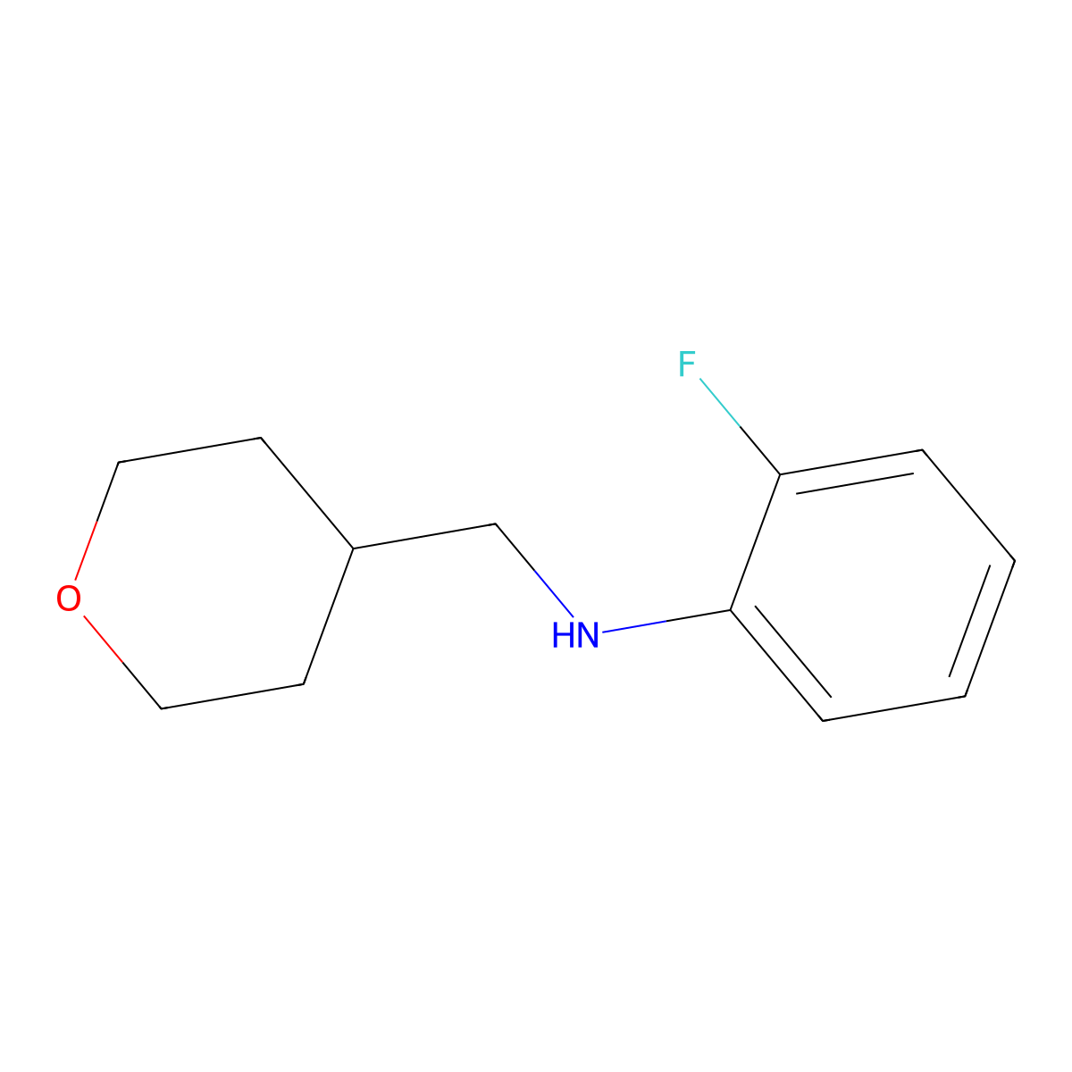 2-Fluoro-N-((tetrahydro-2H-pyran-4-yl)methyl)aniline molecular structure, CAS 1250356-32-1