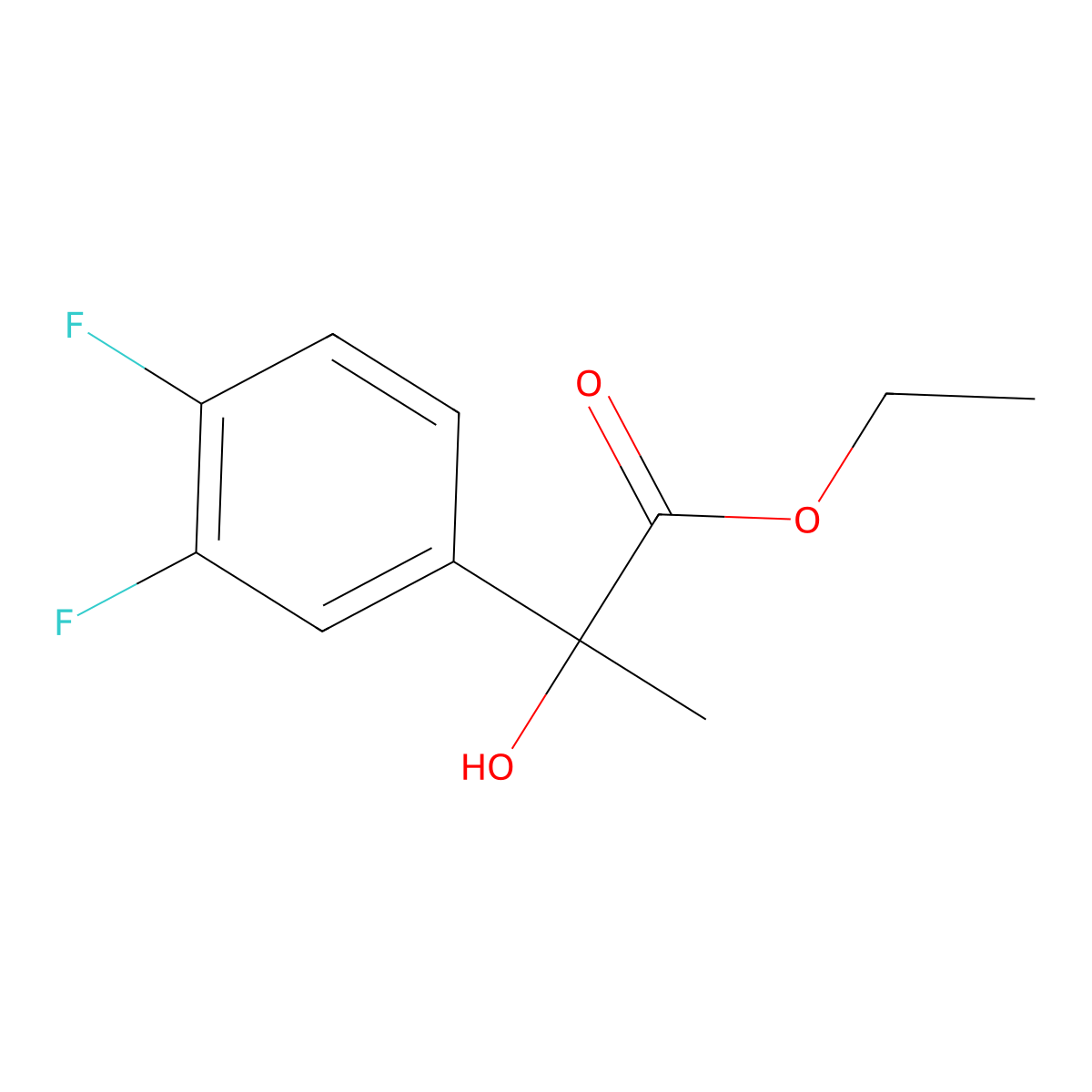 Ethyl 2-(3,4-difluorophenyl)-2-hydroxypropanoate molecular structure, CAS 1250357-14-2