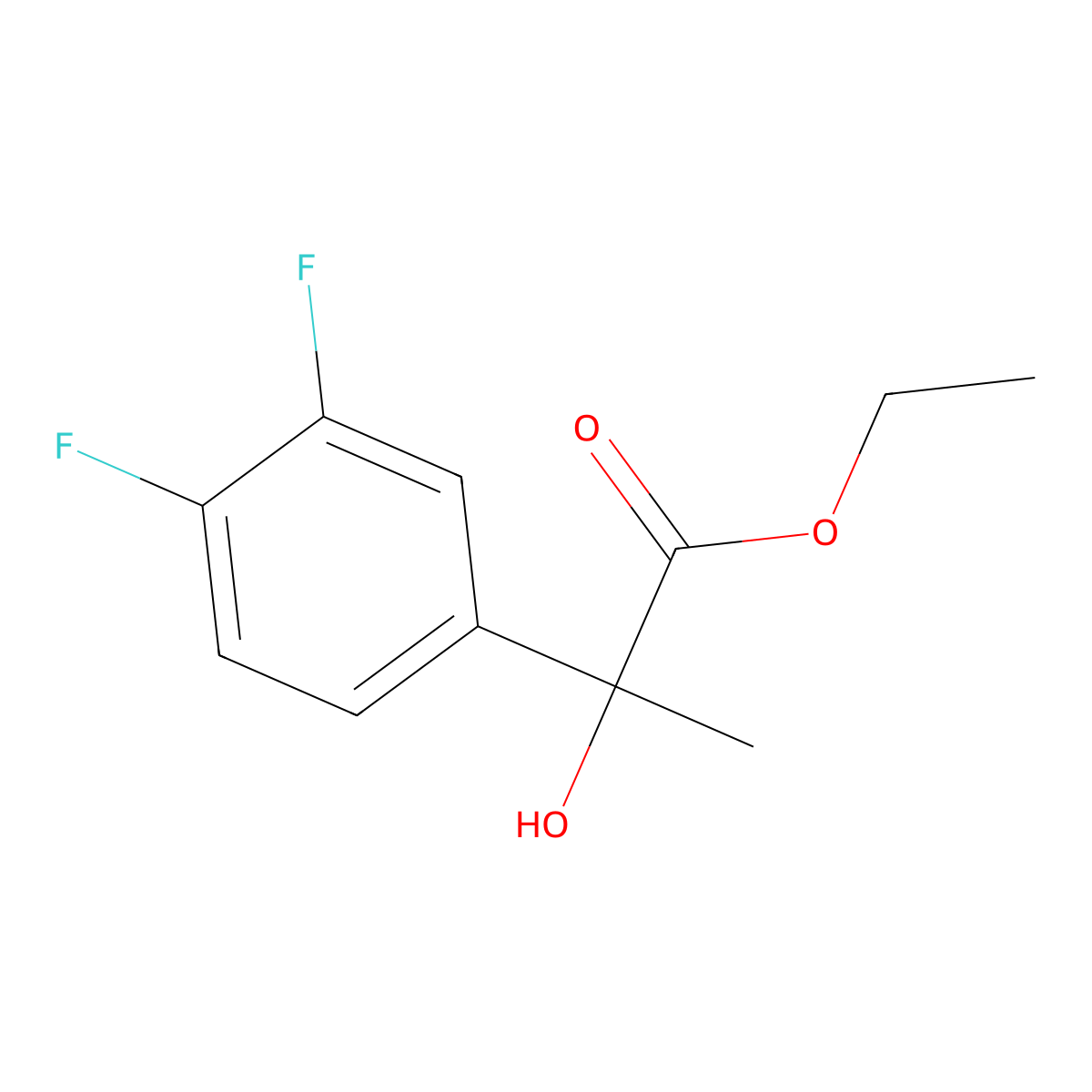 Ethyl 2-(3,4-difluorophenyl)-2-hydroxypropanoate molecular structure, CAS 1250357-14-2