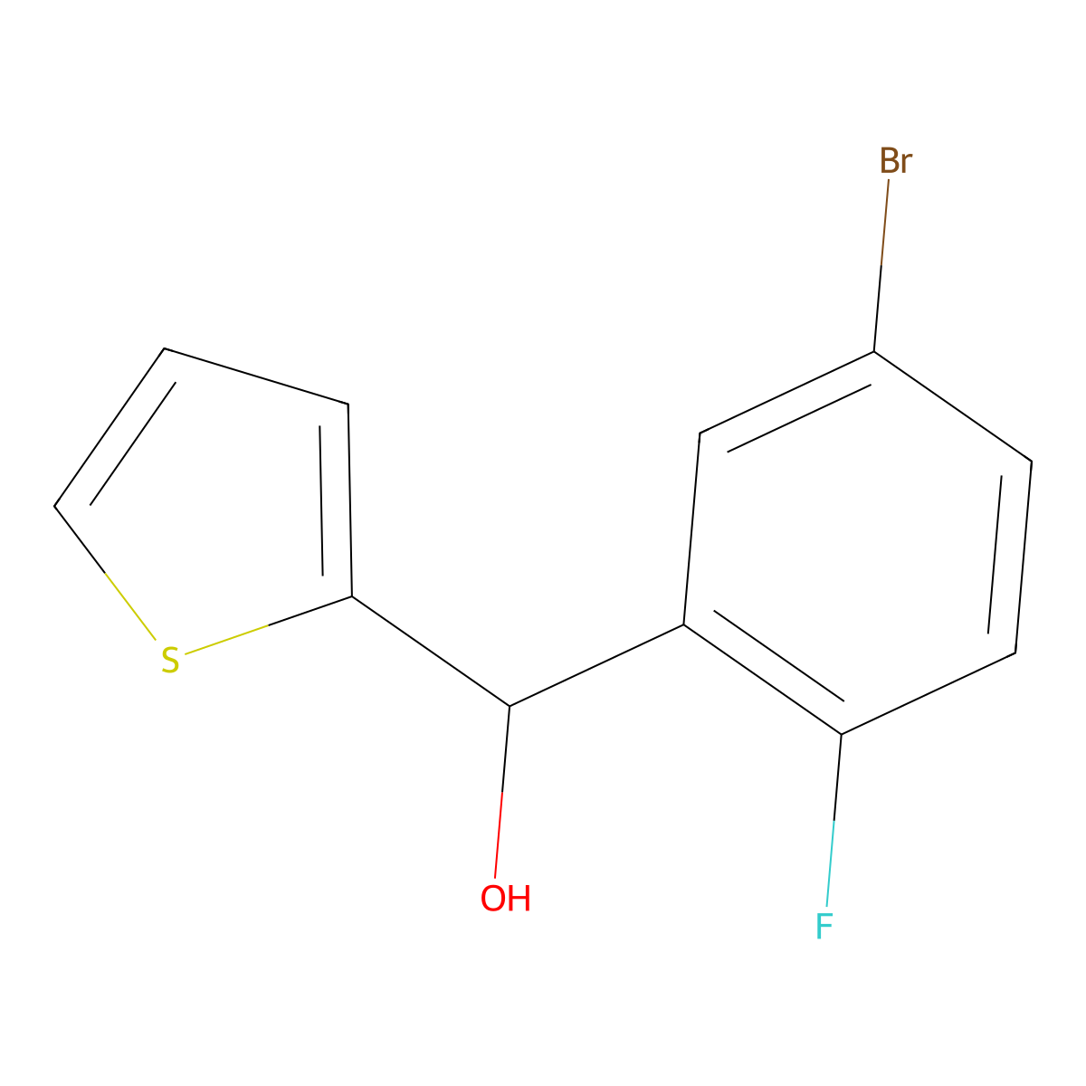 2-Thiophenemethanol, A-(5-bromo-2-fluorophenyl)- molecular structure, CAS 1250357-51-7