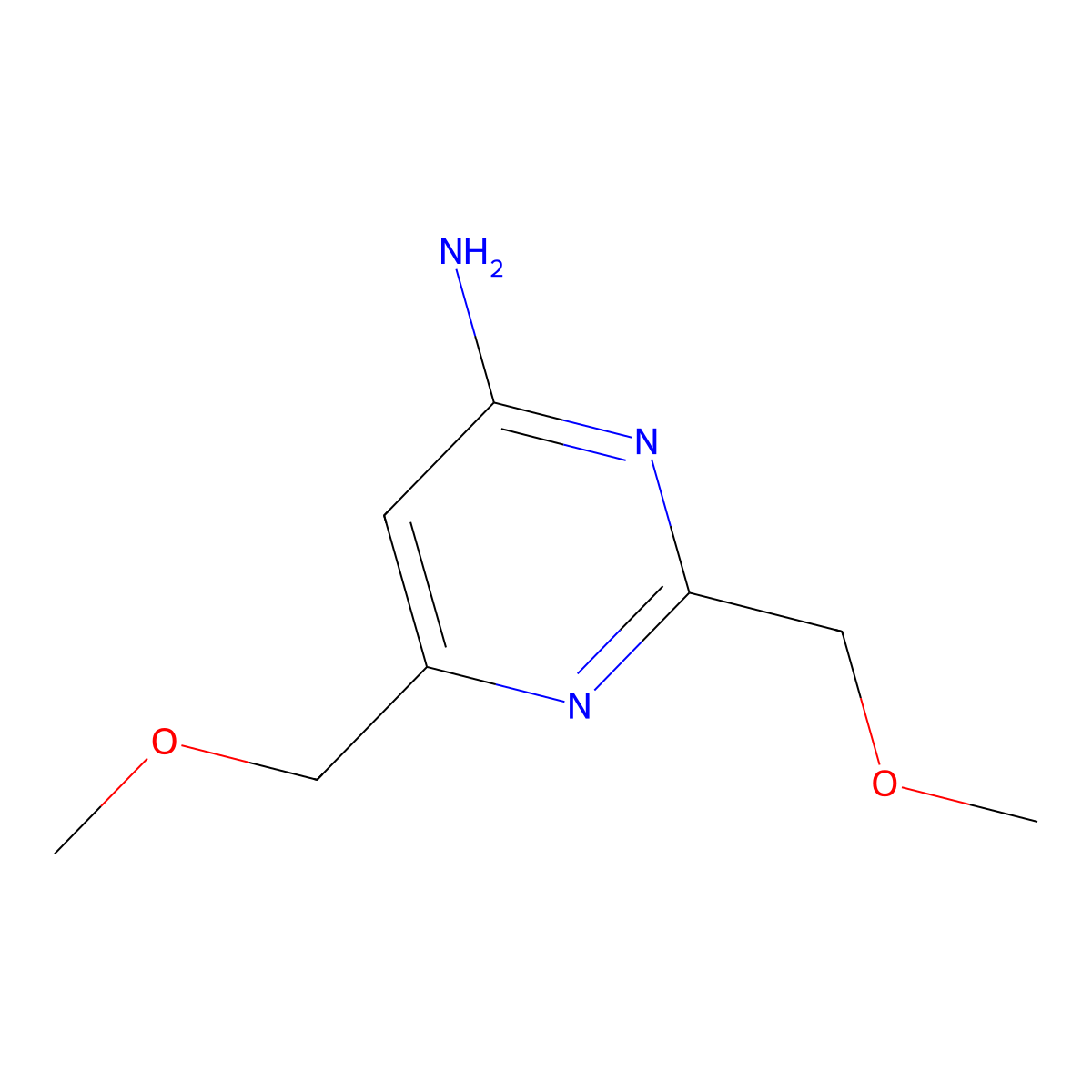 2,6-Bis(methoxymethyl)pyrimidin-4-amine molecular structure, CAS 1250358-31-6