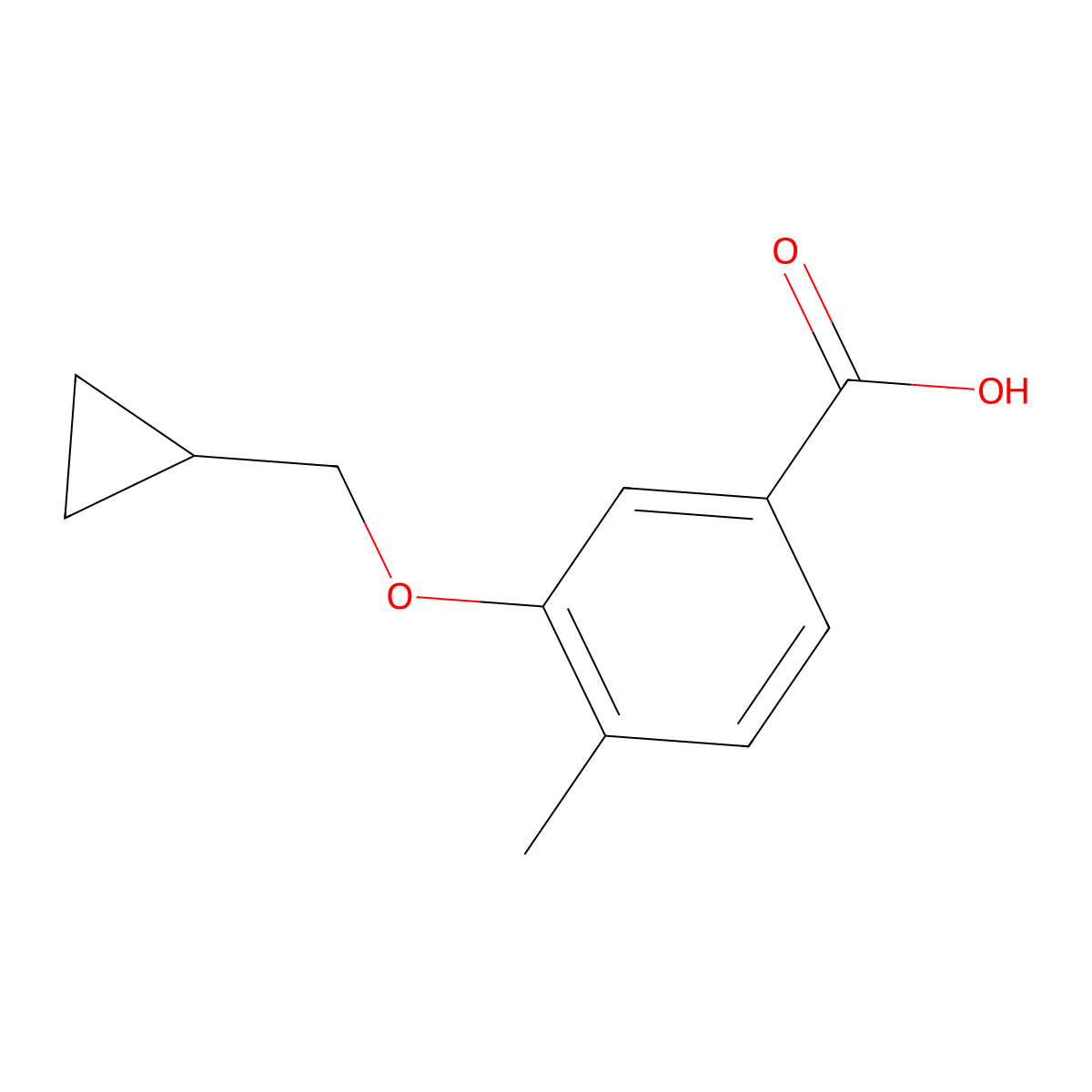 3-(Cyclopropylmethoxy)-4-methylbenzoic acid molecular structure, CAS 1250358-90-7