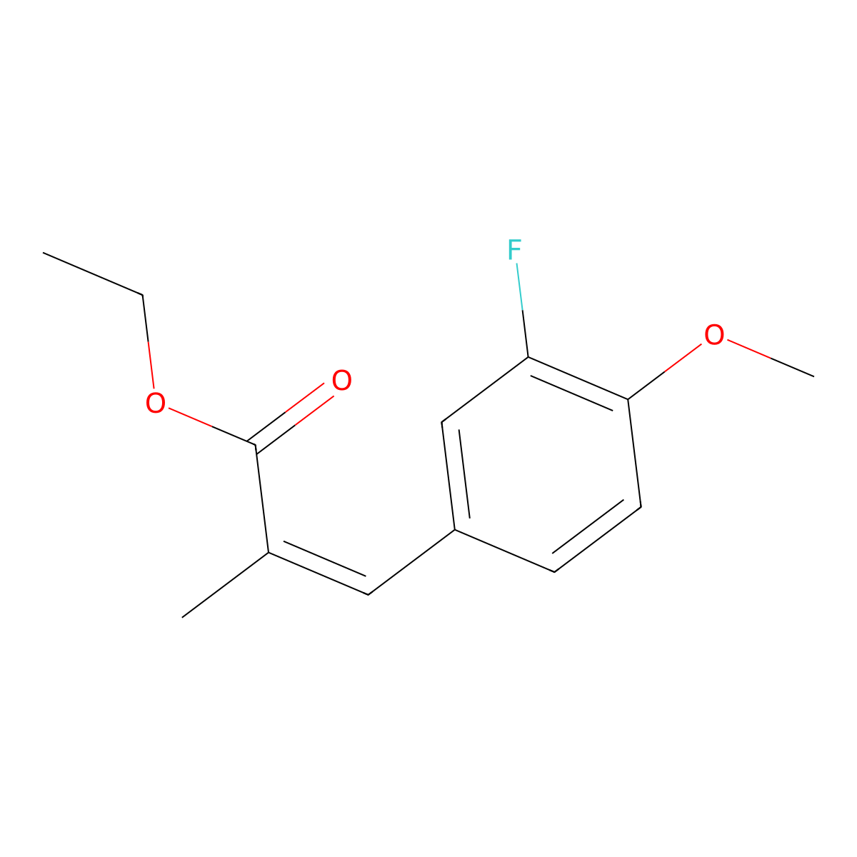 Ethyl 3-(3-fluoro-4-methoxyphenyl)-2-methylprop-2-enoate molecular structure, CAS 125036-90-0