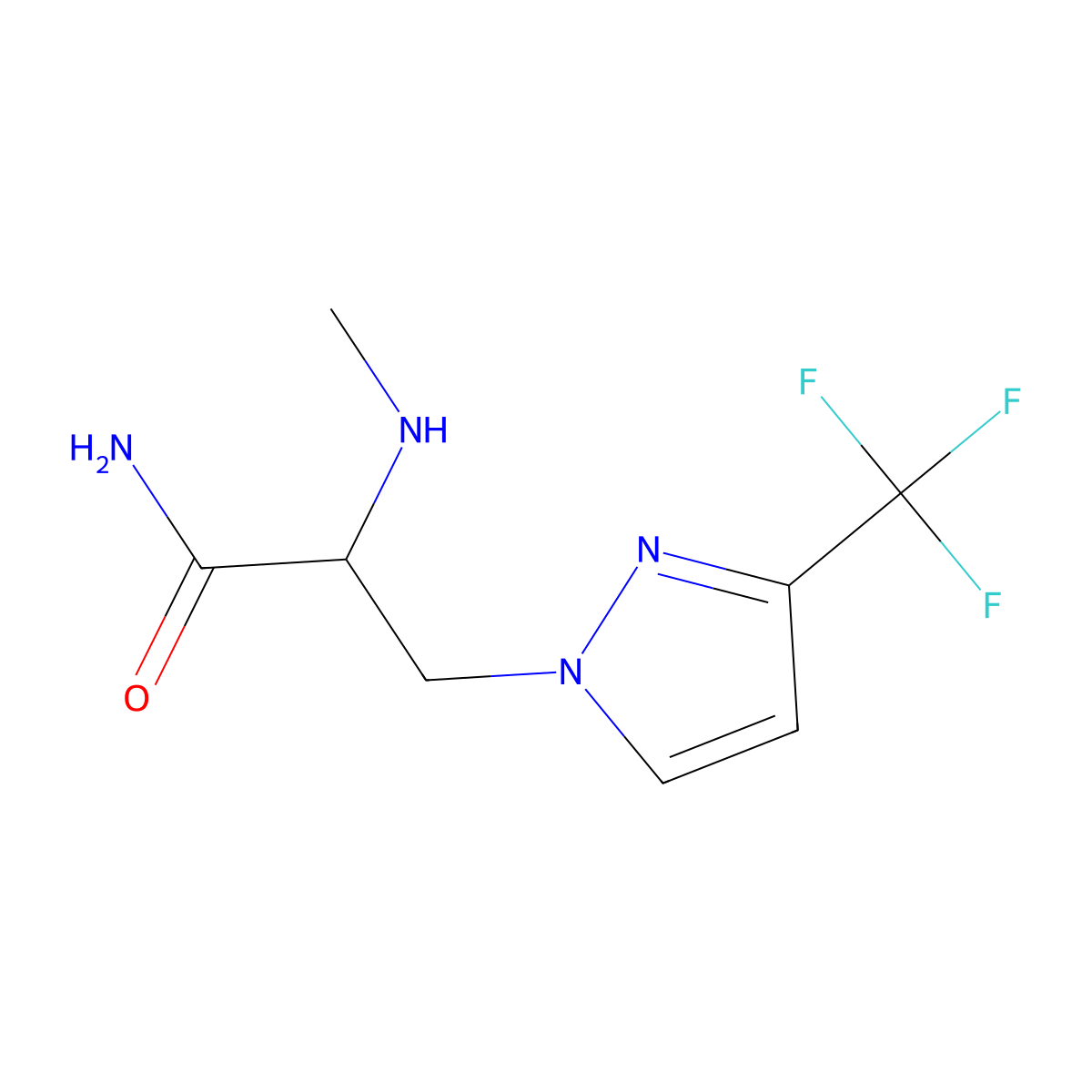 2-(Methylamino)-3-(3-(trifluoromethyl)-1h-pyrazol-1-yl)propanamide molecular structure, CAS 1250360-90-7