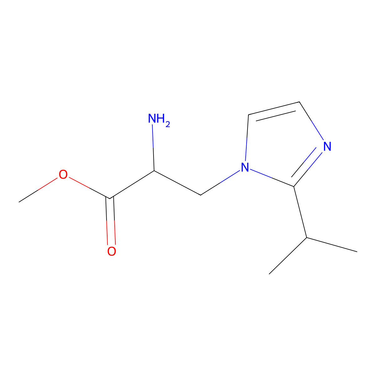 Methyl 2-amino-3-(2-isopropyl-1h-imidazol-1-yl)propanoate molecular structure, CAS 1250362-26-5