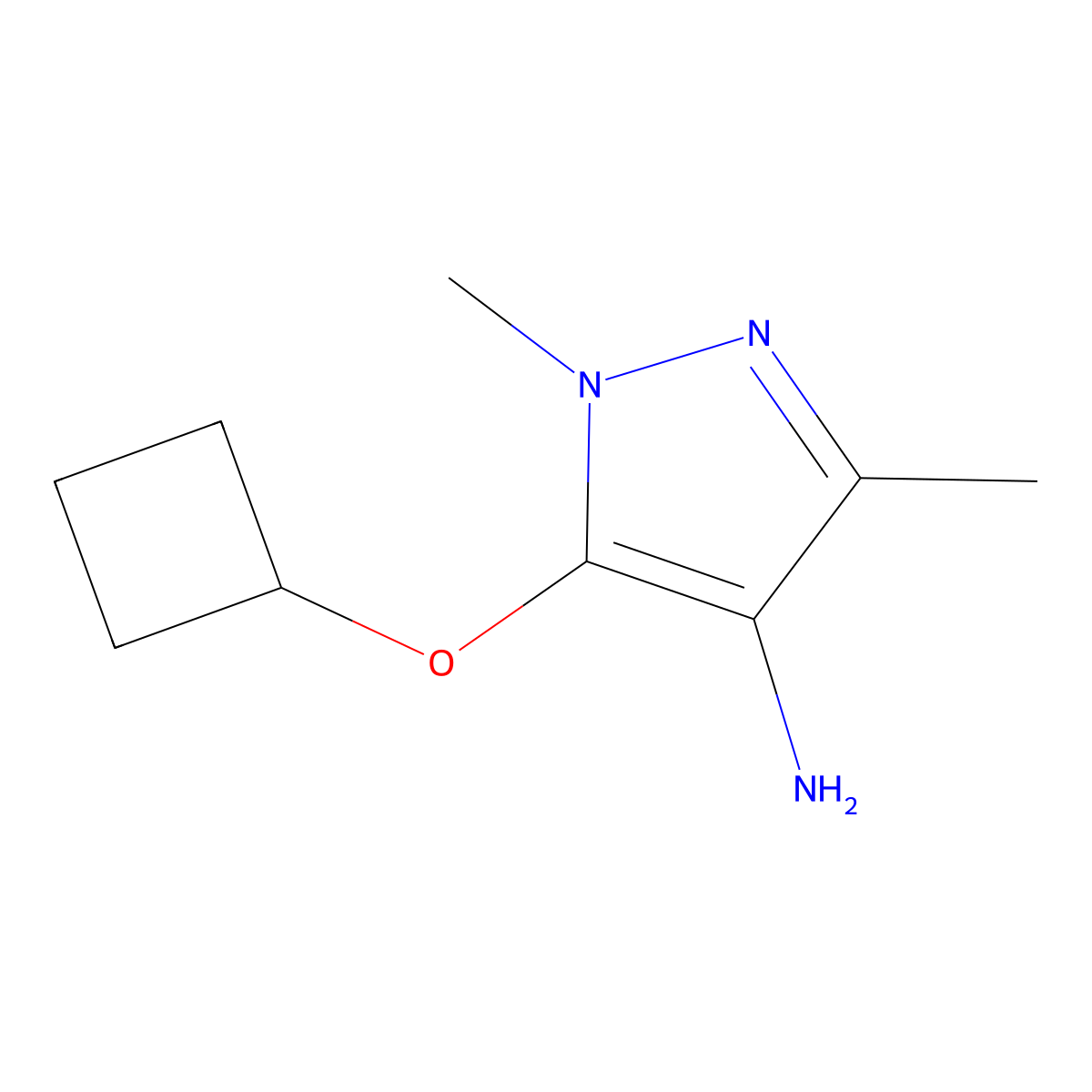 5-Cyclobutoxy-1,3-dimethyl-1H-pyrazol-4-amine molecular structure, CAS 1250368-49-0