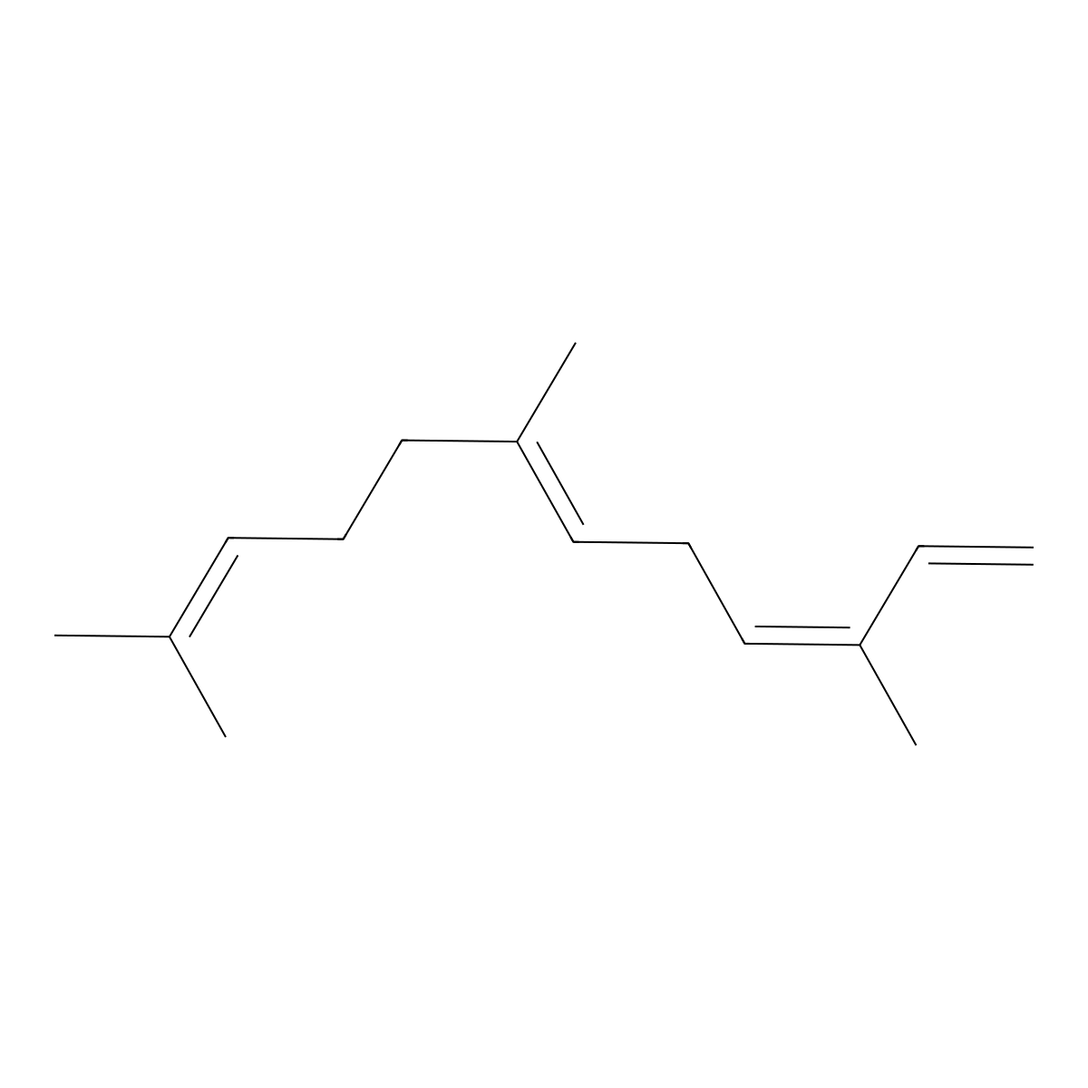 3,7,11-Trimethyl-1,3,6,10-dodecatetraene molecular structure, CAS 125037-13-0