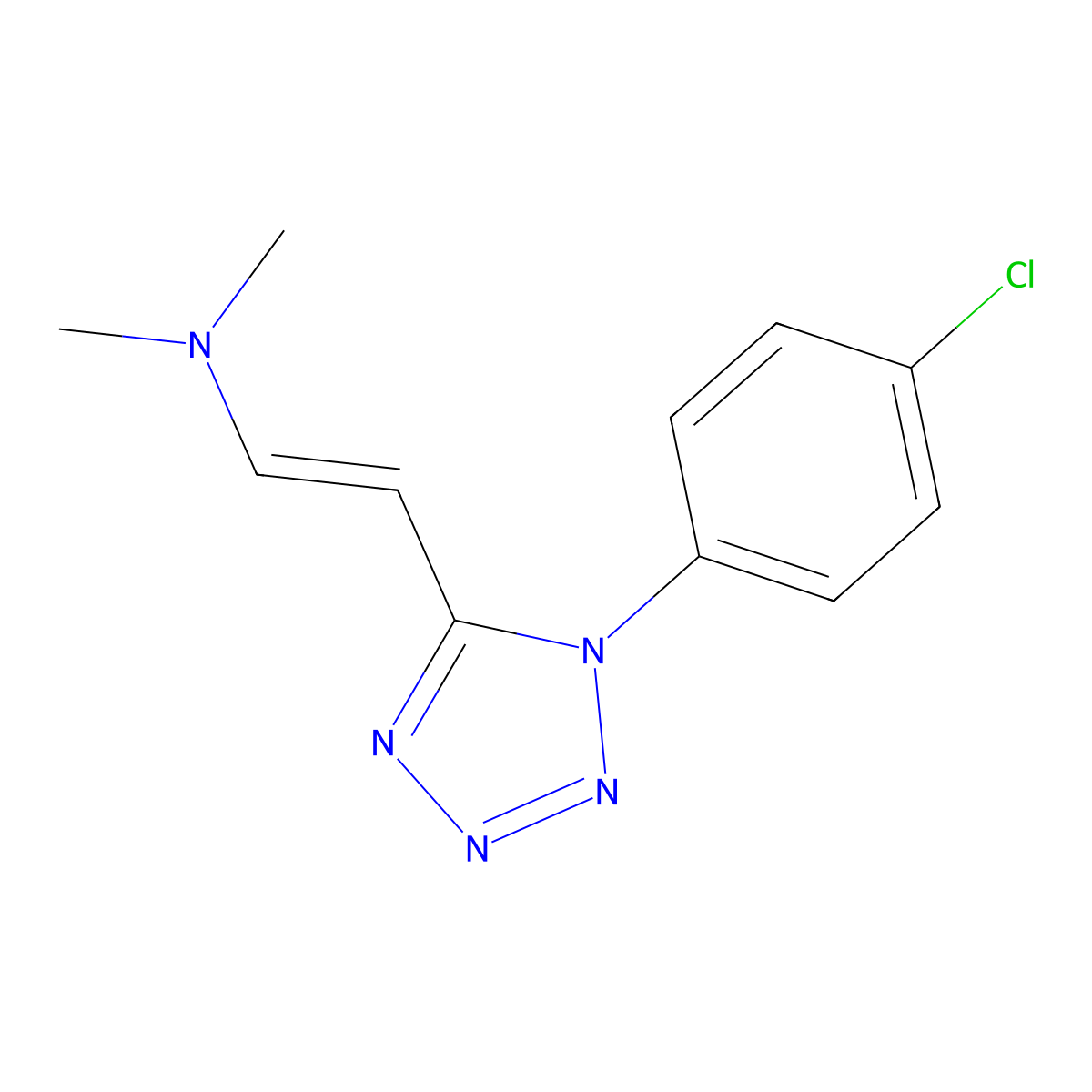 Ethenamine, 2-[1-(4-chlorophenyl)-1H-tetrazol-5-yl]-N,N-dimethyl- molecular structure, CAS 125037-78-7