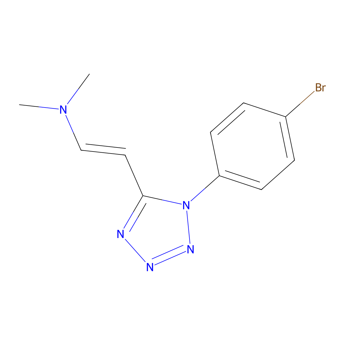 Ethenamine, 2-[1-(4-bromophenyl)-1H-tetrazol-5-yl]-N,N-dimethyl- molecular structure, CAS 125037-79-8
