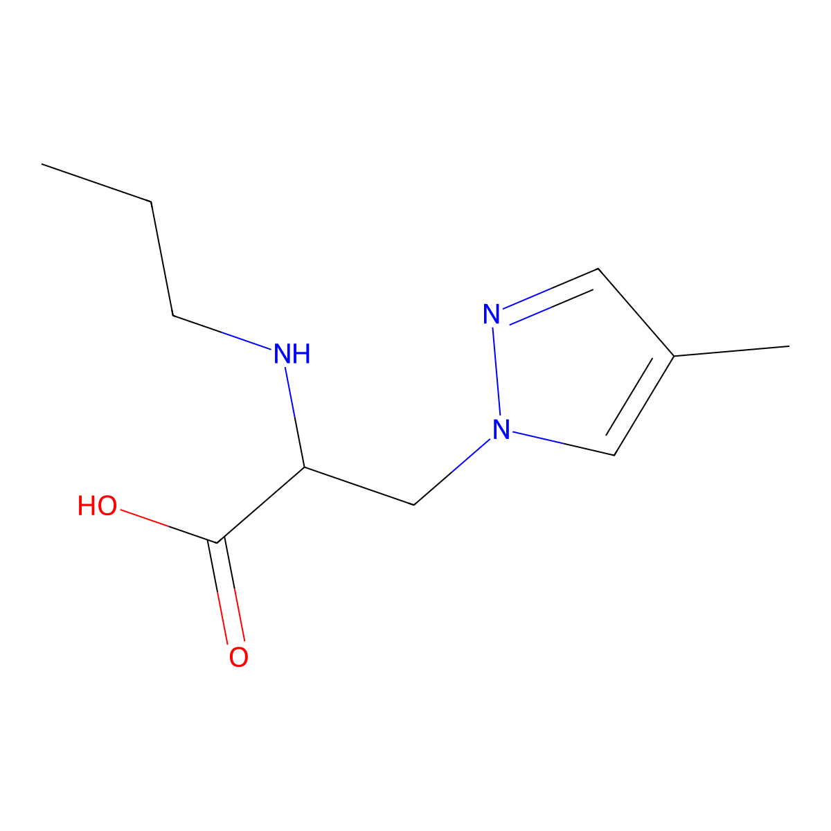 3-(4-Methyl-1h-pyrazol-1-yl)-2-(propylamino)propanoic acid molecular structure, CAS 1250372-50-9
