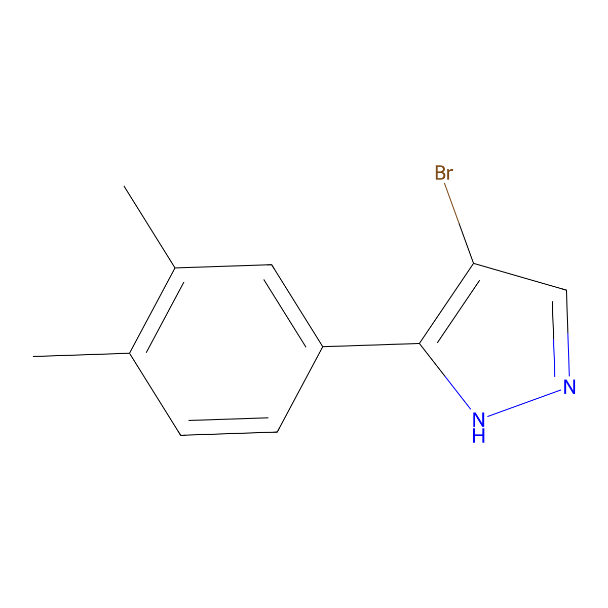 4-bromo-3-(3,4-dimethylphenyl)-1H-pyrazole molecular structure, CAS 1250379-75-9