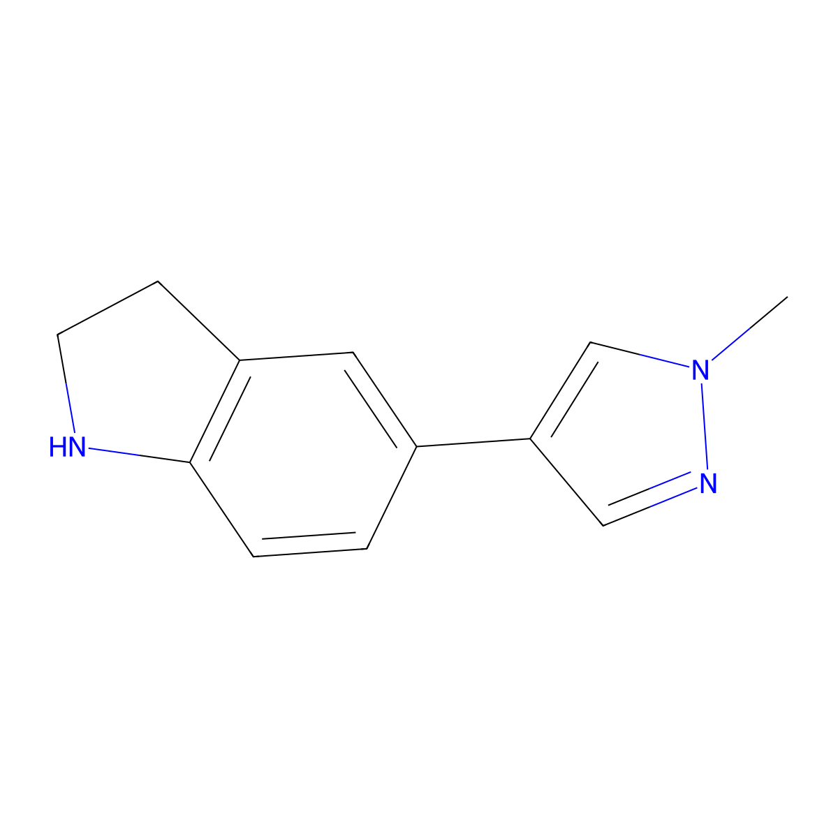 2,3-Dihydro-5-(1-methyl-1H-pyrazol-4-yl)-1H-indole molecular structure, CAS 1250379-79-3