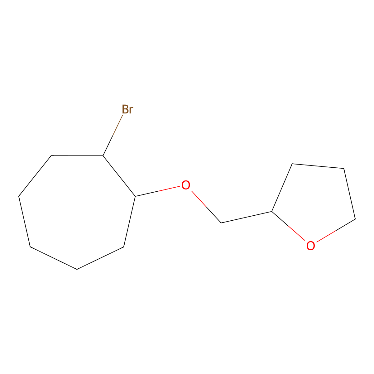 2-{[(2-Bromocycloheptyl)oxy]methyl}oxolane molecular structure, CAS 1250380-60-9