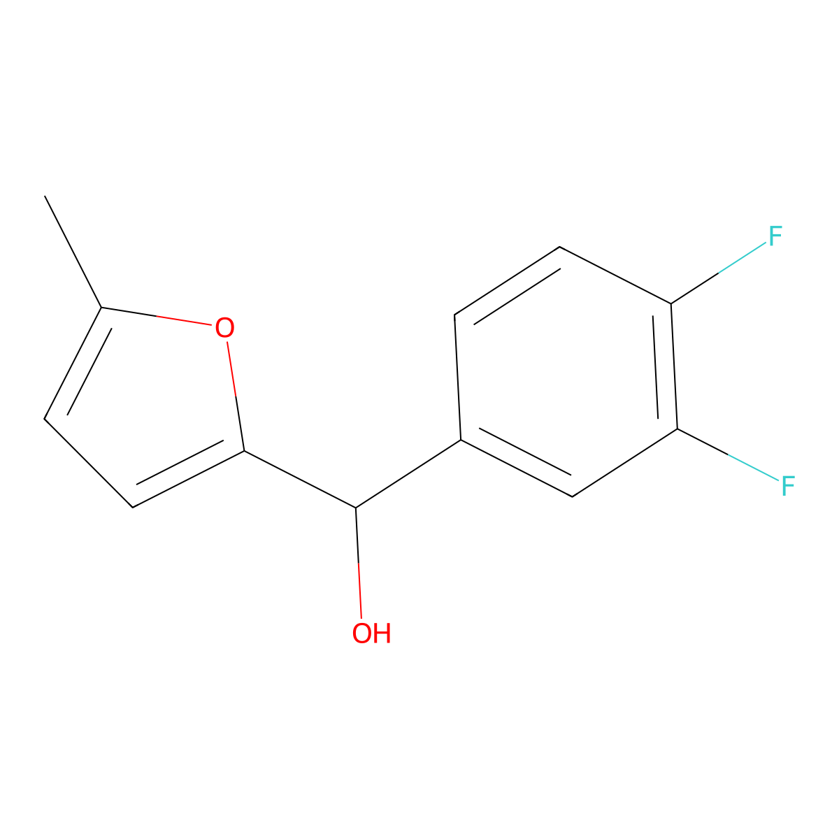 (3,4-Difluorophenyl)(5-methylfuran-2-yl)methanol molecular structure, CAS 1250381-15-7