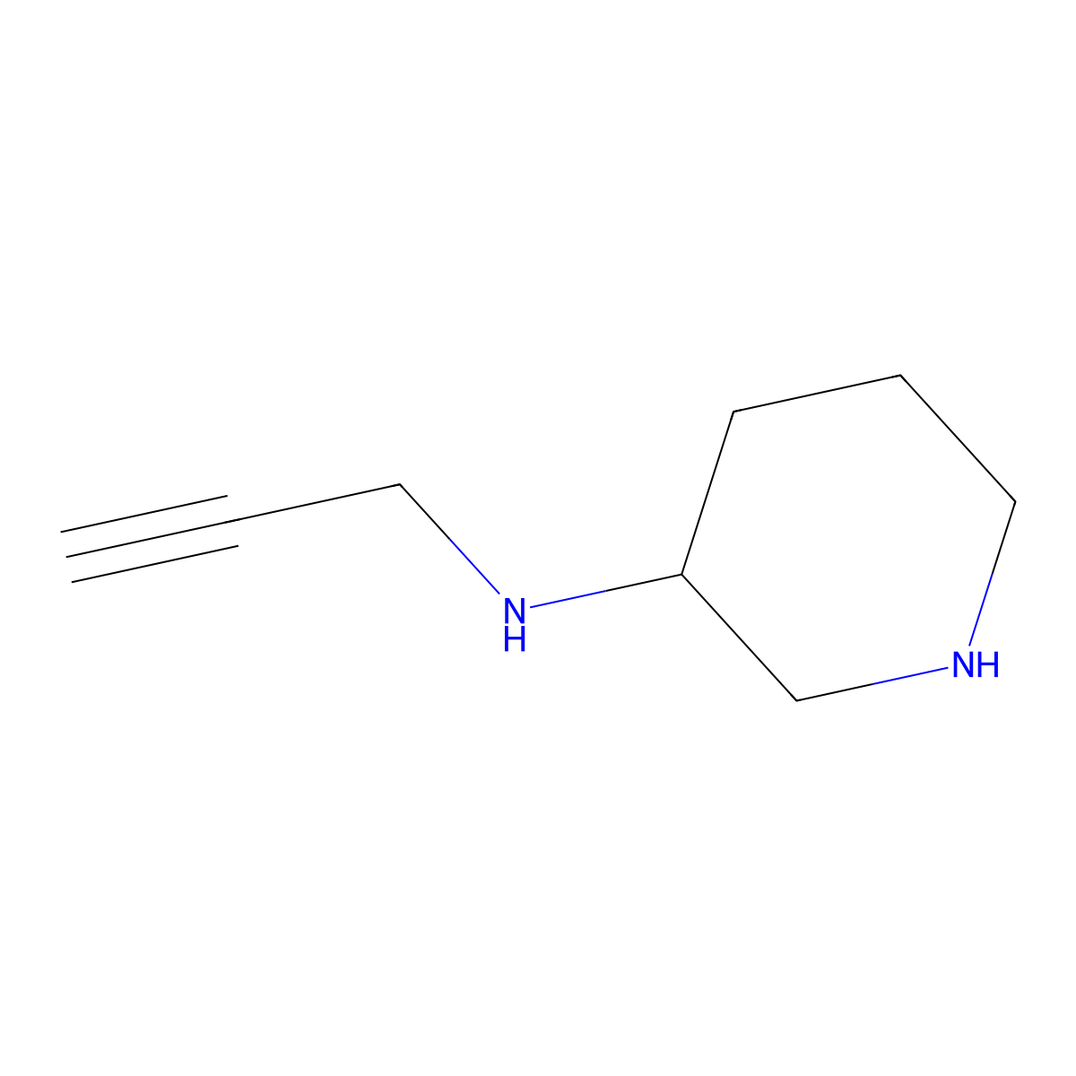 N-(prop-2-yn-1-yl)piperidin-3-amine molecular structure, CAS 1250384-30-5