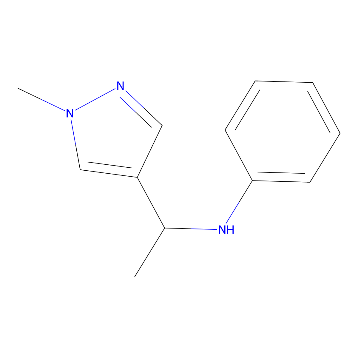 N-[1-(1-Methyl-1H-pyrazol-4-yl)ethyl]aniline molecular structure, CAS 1250386-32-3