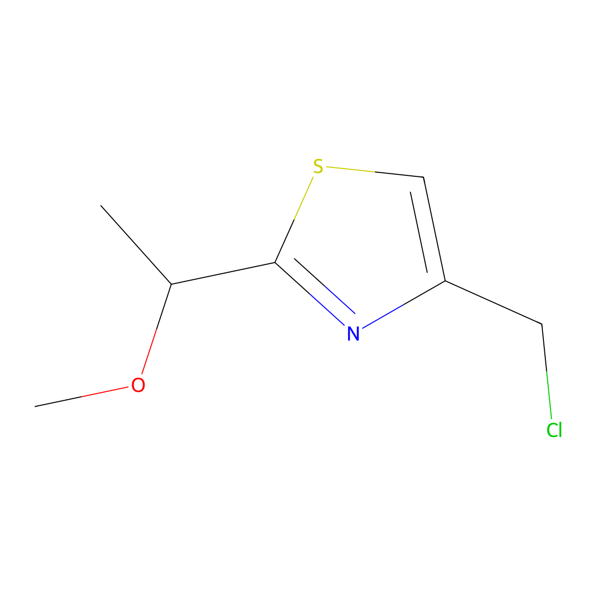4-(Chloromethyl)-2-(1-methoxyethyl)-1,3-thiazole molecular structure, CAS 1250390-26-1