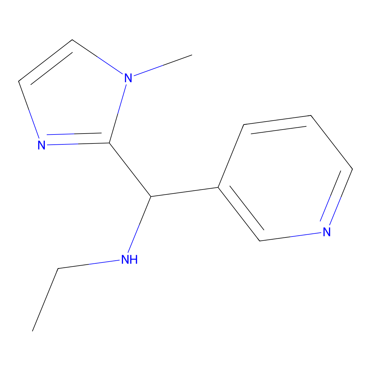ethyl[(1-methyl-1H-imidazol-2-yl)(pyridin-3-yl)methyl]amine molecular structure, CAS 1250392-59-6