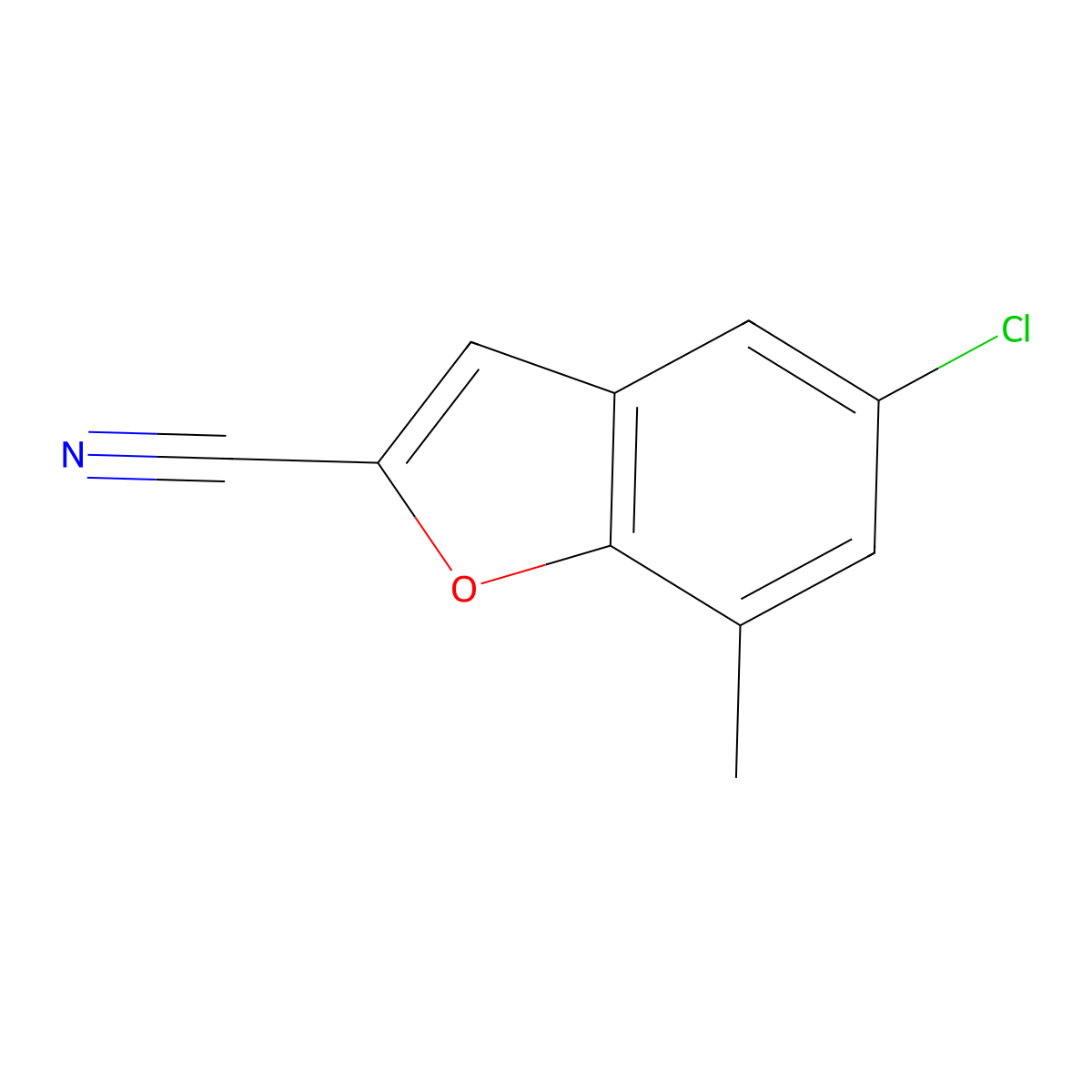 5-Chloro-7-methyl-1-benzofuran-2-carbonitrile molecular structure, CAS 1250393-56-6