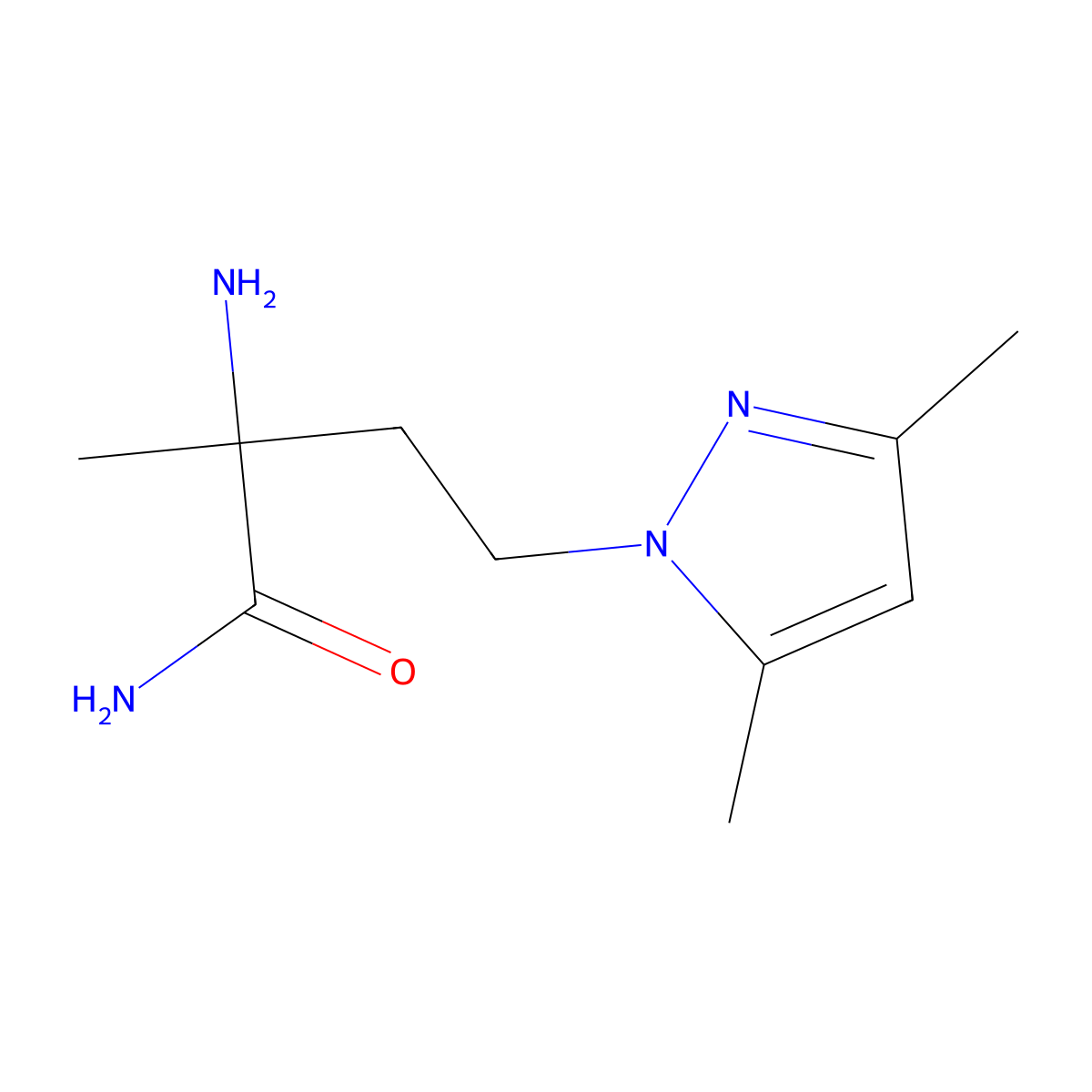 2-Amino-4-(3,5-dimethyl-1h-pyrazol-1-yl)-2-methylbutanamide molecular structure, CAS 1250395-87-9