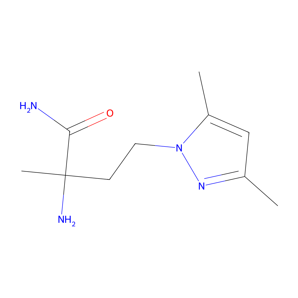 2-Amino-4-(3,5-dimethyl-1h-pyrazol-1-yl)-2-methylbutanamide molecular structure, CAS 1250395-87-9