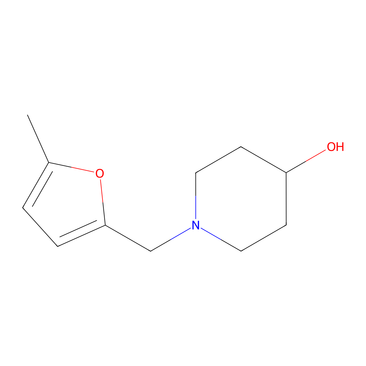 1-[(5-Methylfuran-2-yl)methyl]piperidin-4-ol molecular structure, CAS 1250397-26-2