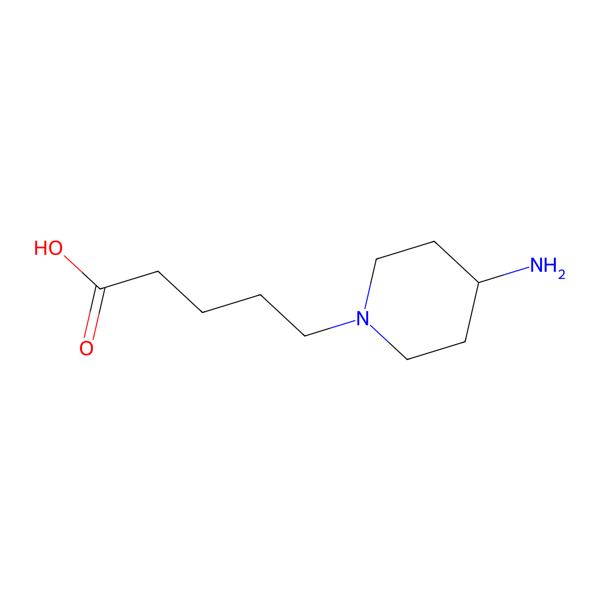 5-(4-Aminopiperidin-1-yl)pentanoic acid molecular structure, CAS 1250399-50-8