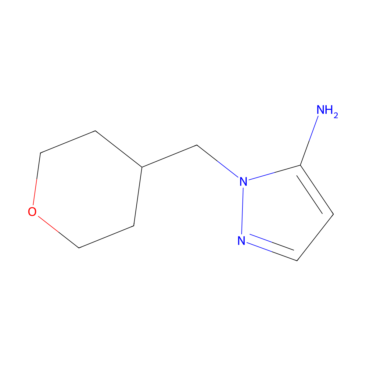 1-(Oxan-4-ylmethyl)-1H-pyrazol-5-amine molecular structure, CAS 1250403-26-9