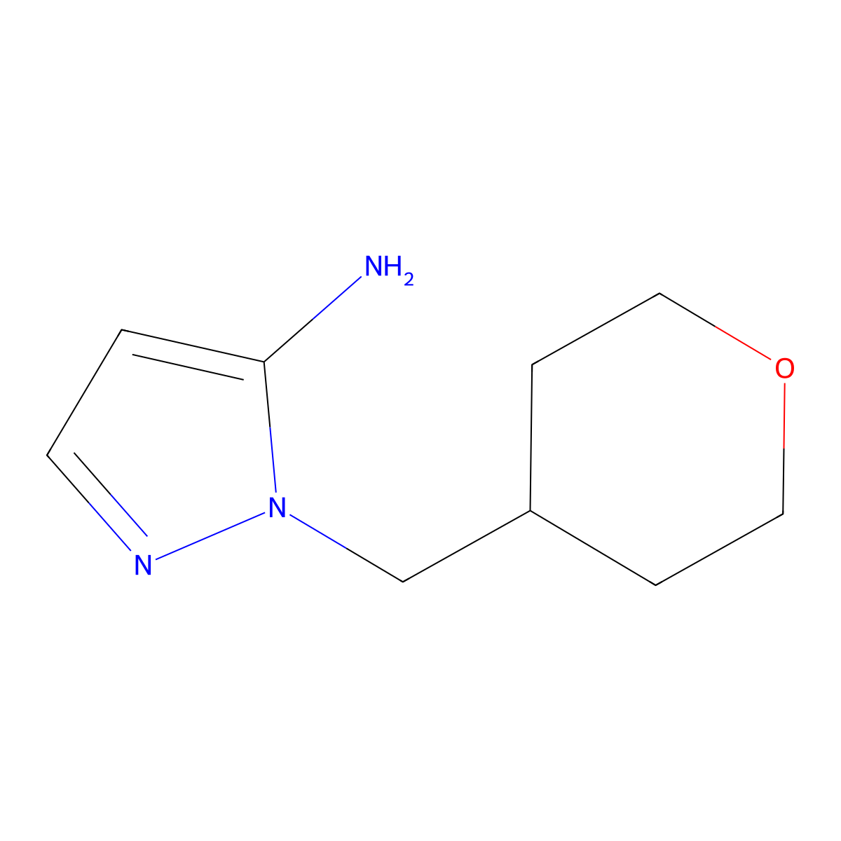 1-(Oxan-4-ylmethyl)-1H-pyrazol-5-amine molecular structure, CAS 1250403-26-9