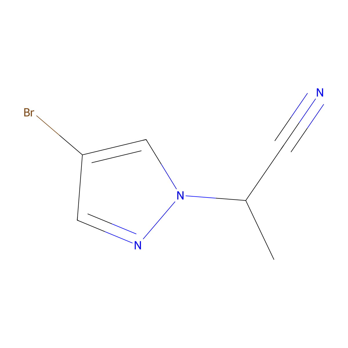 2-(4-bromo-1H-pyrazol-1-yl)propanenitrile molecular structure, CAS 1250407-46-5