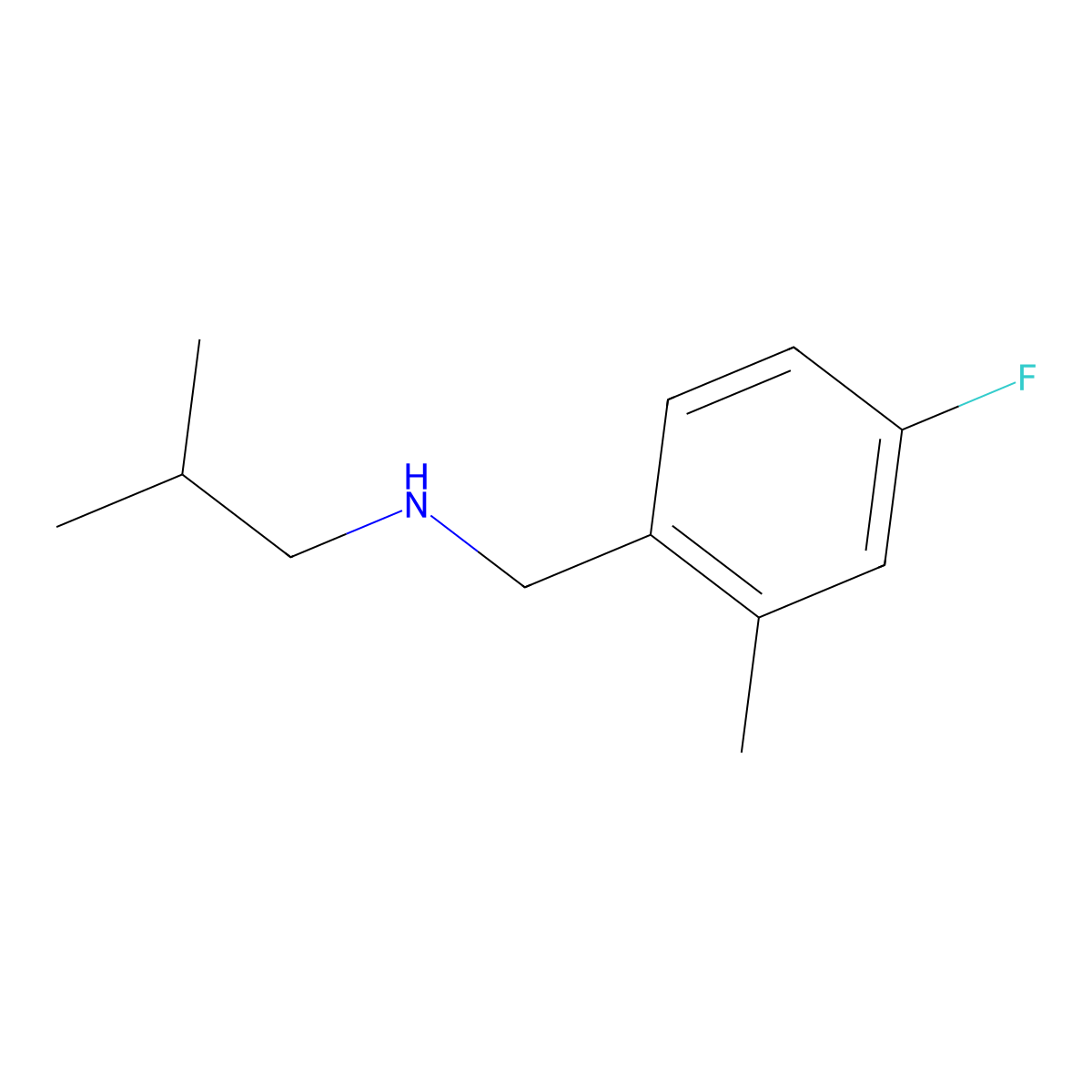 [(4-Fluoro-2-methylphenyl)methyl](2-methylpropyl)amine molecular structure, CAS 1250409-03-0