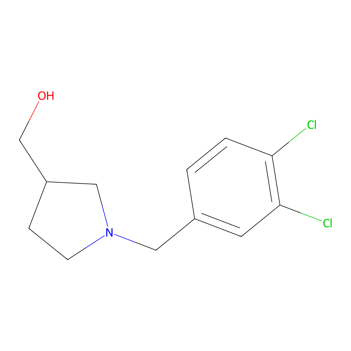 {1-[(3,4-Dichlorophenyl)methyl]pyrrolidin-3-yl}methanol molecular structure, CAS 1250409-18-7