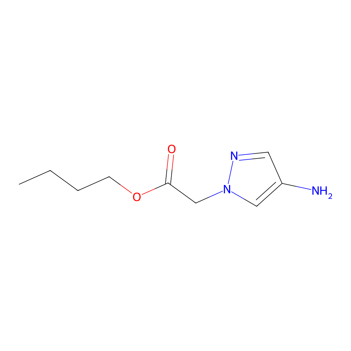 Butyl 2-(4-amino-1H-pyrazol-1-YL)acetate molecular structure, CAS 1250409-19-8