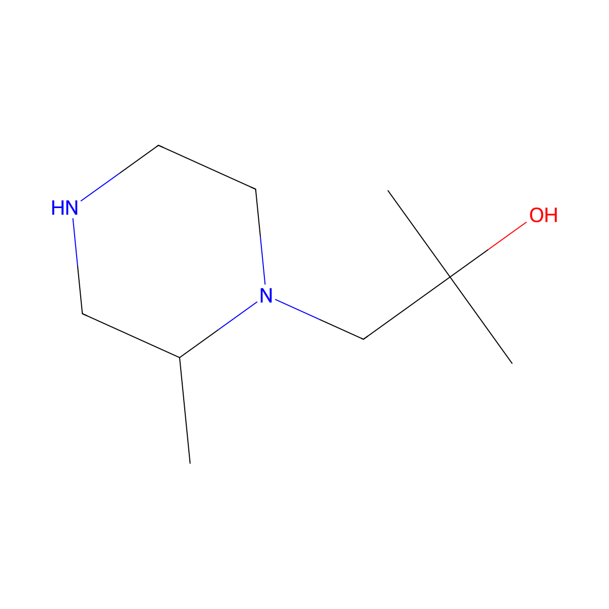 2-Methyl-1-(2-methylpiperazin-1-yl)propan-2-ol molecular structure, CAS 1250410-44-6