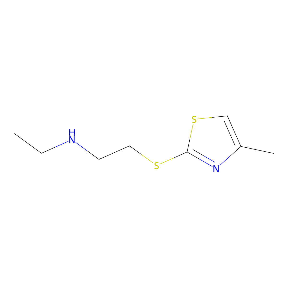 n-Ethyl-2-((4-methylthiazol-2-yl)thio)ethan-1-amine molecular structure, CAS 1250414-02-8