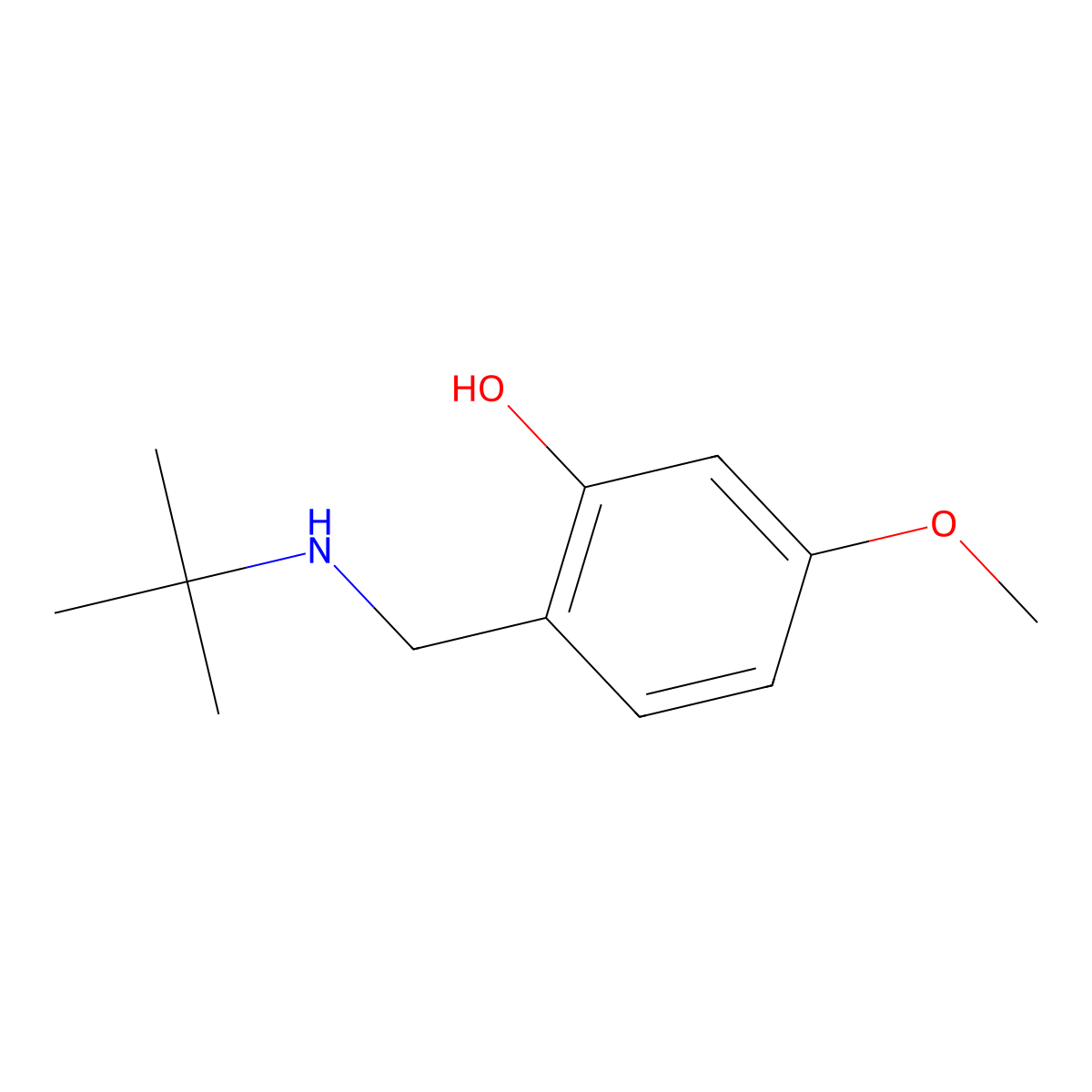 2-[(Tert-butylamino)methyl]-5-methoxyphenol molecular structure, CAS 1250414-67-5