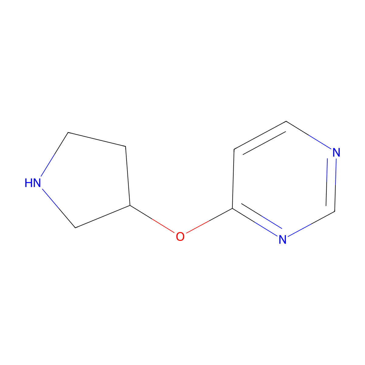 4-(Pyrrolidin-3-yloxy)pyrimidine molecular structure, CAS 1250417-11-8