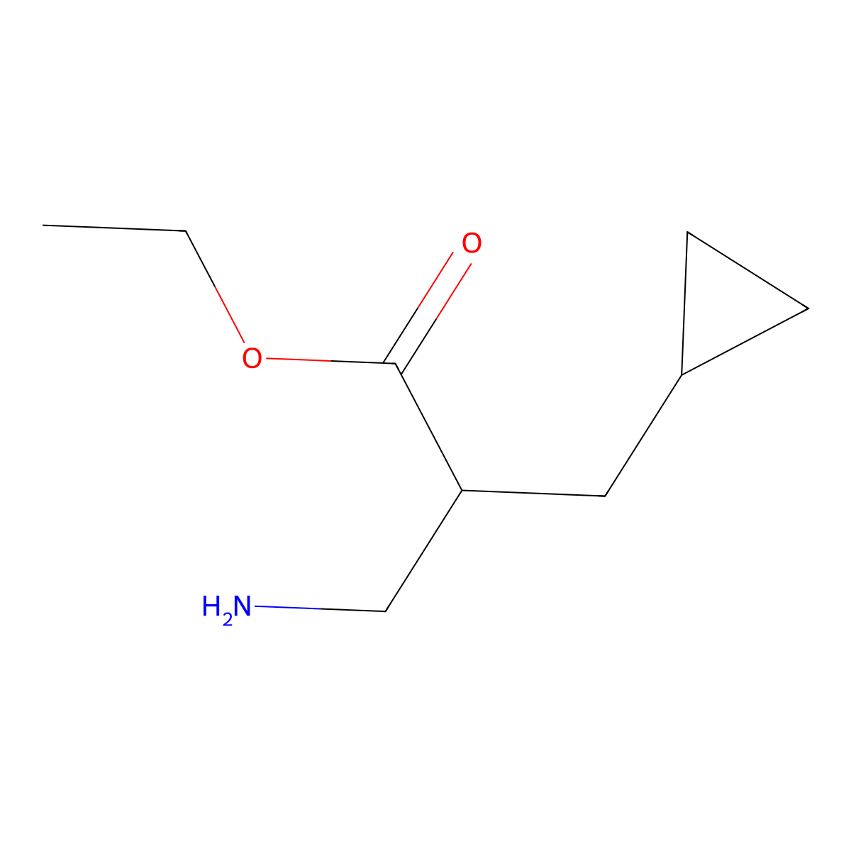 Ethyl 3-amino-2-(cyclopropylmethyl)propanoate molecular structure, CAS 1250422-28-6