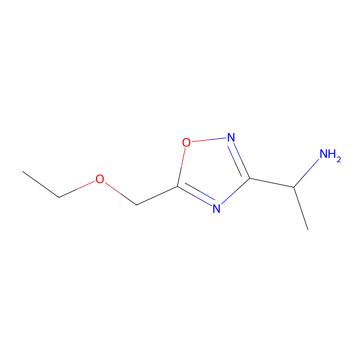 1-[5-(Ethoxymethyl)-1,2,4-oxadiazol-3-yl]ethan-1-amine molecular structure, CAS 1250422-61-7