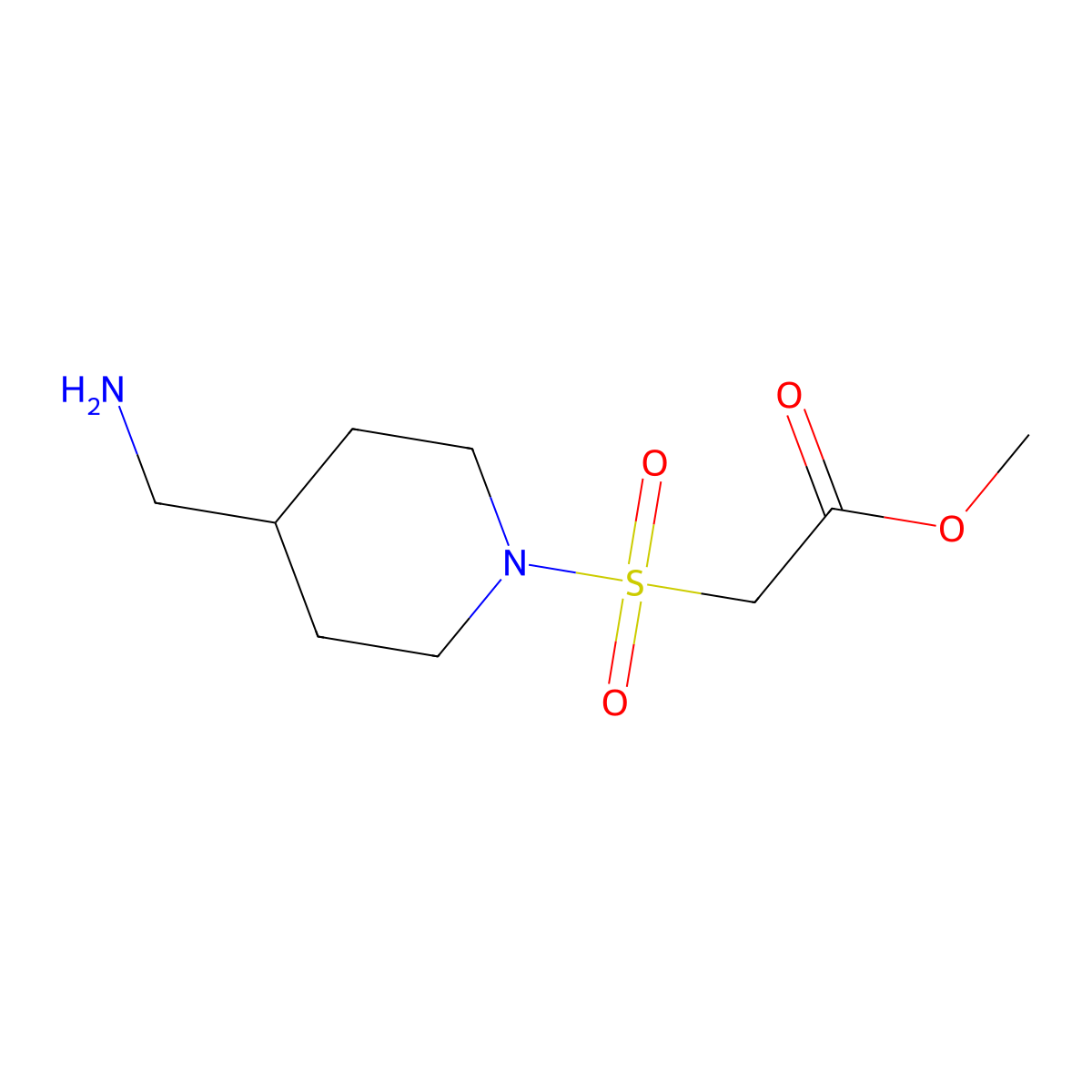 Methyl 2-{[4-(aminomethyl)piperidin-1-yl]sulfonyl}acetate molecular structure, CAS 1250422-71-9