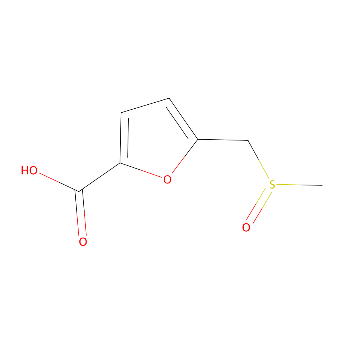5-(Methanesulfinylmethyl)furan-2-carboxylic acid molecular structure, CAS 1250423-04-1