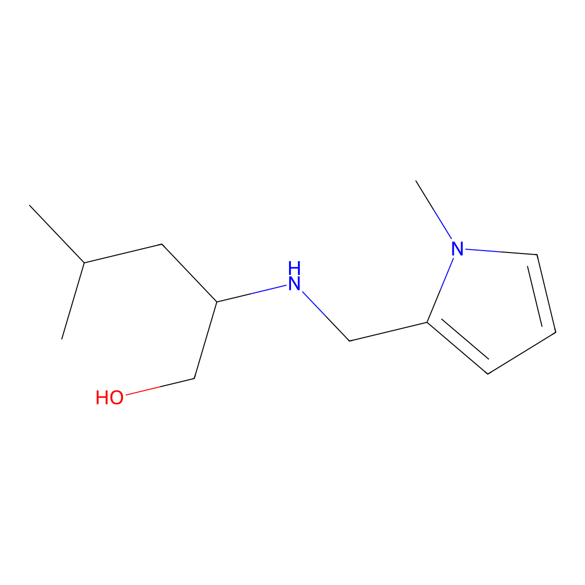 4-Methyl-2-{[(1-methyl-1H-pyrrol-2-yl)methyl]amino}pentan-1-ol molecular structure, CAS 1250423-61-0
