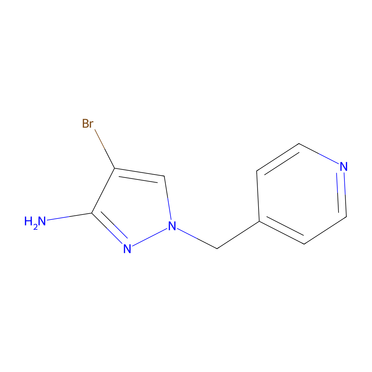 4-Bromo-1-(pyridin-4-ylmethyl)-1H-pyrazol-3-amine molecular structure, CAS 1250423-94-9