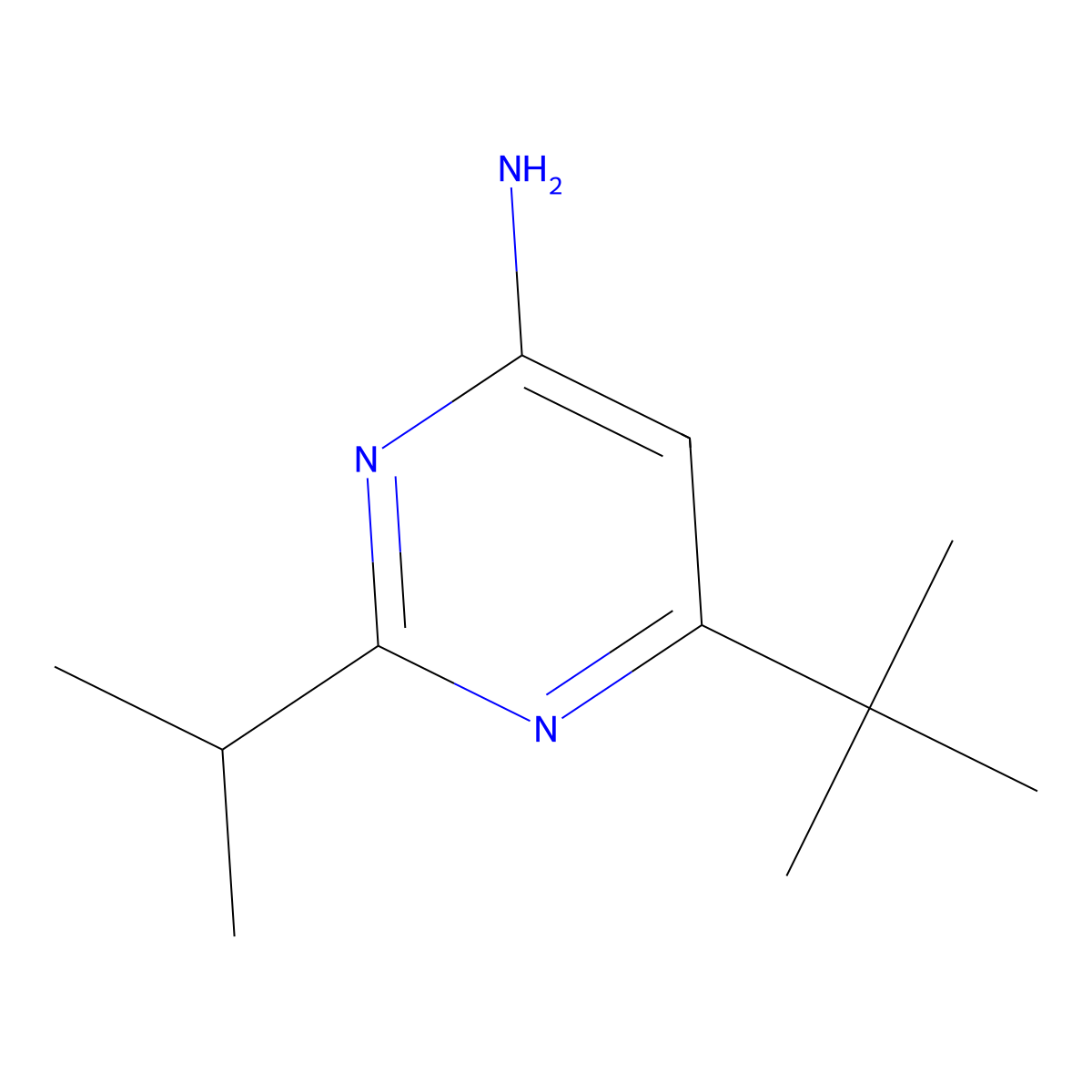 6-(tert-Butyl)-2-(propan-2-yl)pyrimidin-4-amine molecular structure, CAS 1250424-28-2